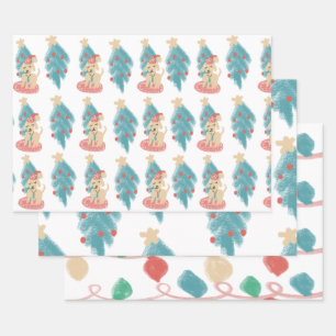 Christmas Dog Doodles Festive Holiday Wrapping Paper Sheet