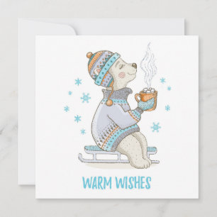Christmas Dog Drinking Cocoa Card