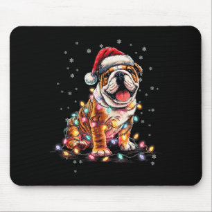 Christmas Dog English Bulldog Santa Xmas Women Men Mouse Pad