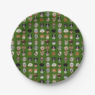 Christmas Dog Face Pattern Paper Plate