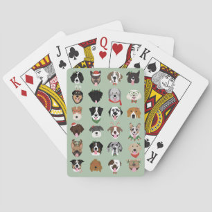 Christmas Dog Face Pattern Postcard Playing Cards