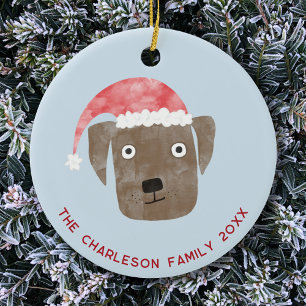 Christmas Dog Family Name Date Ceramic Ornament