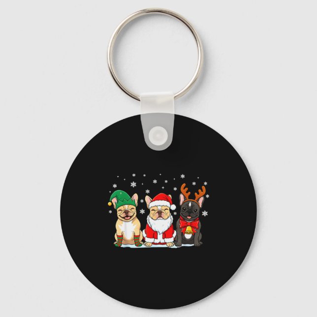 Christmas Dog French Bulldog Xmas Dog Lover Men Wo Key Ring (Front)