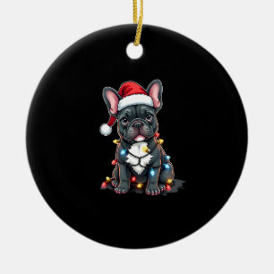 Christmas Dog French Bulldog Xmas Frenchie 3 Ceramic Ornament