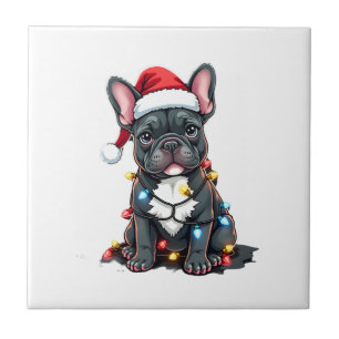 Christmas Dog French Bulldog Xmas Frenchie 3 Ceramic Tile