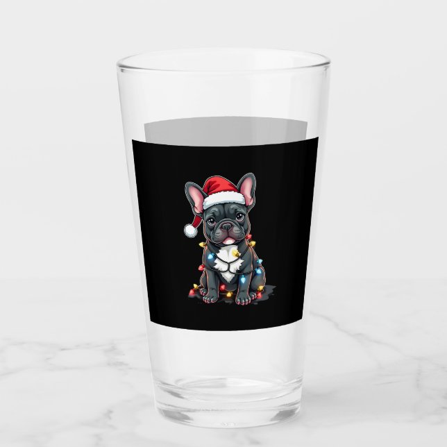 Christmas Dog French Bulldog Xmas Frenchie 3 Glass (Front)