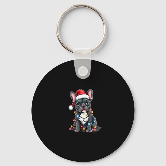 Christmas Dog French Bulldog Xmas Frenchie 3 Key Ring (Front)