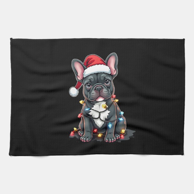 Christmas Dog French Bulldog Xmas Frenchie 3 Tea Towel (Horizontal)
