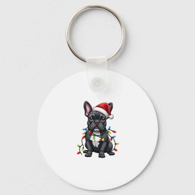 Christmas Dog French Bulldog Xmas Frenchie Key Ring (Front)