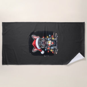 Christmas Dog French Bulldog Xmas Frenchie Men Wom Beach Towel