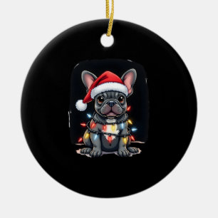 Christmas Dog French Bulldog Xmas Frenchie Men Wom Ceramic Ornament