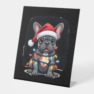 Christmas Dog French Bulldog Xmas Frenchie Men Wom Pedestal Sign