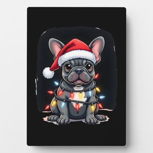 Christmas Dog French Bulldog Xmas Frenchie Men Wom Plaque (Front)
