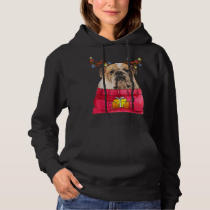 Christmas Dog Gift Bulldog Antlers Ugly Xmas Sweat Hoodie