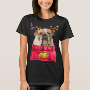 Christmas Dog Gift Bulldog Antlers Ugly Xmas Sweat T-Shirt