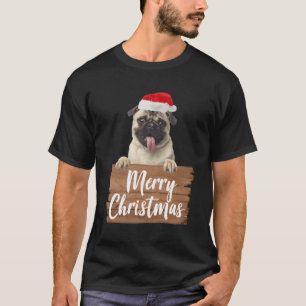 Christmas Dog Gift Pug Santa Hat T-Shirt