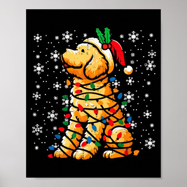 Christmas Dog Goldendoodle Santa Cute Xmas Men Wom Poster (Front)