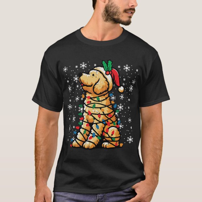 Christmas Dog Goldendoodle Santa Cute Xmas T-Shirt (Front)