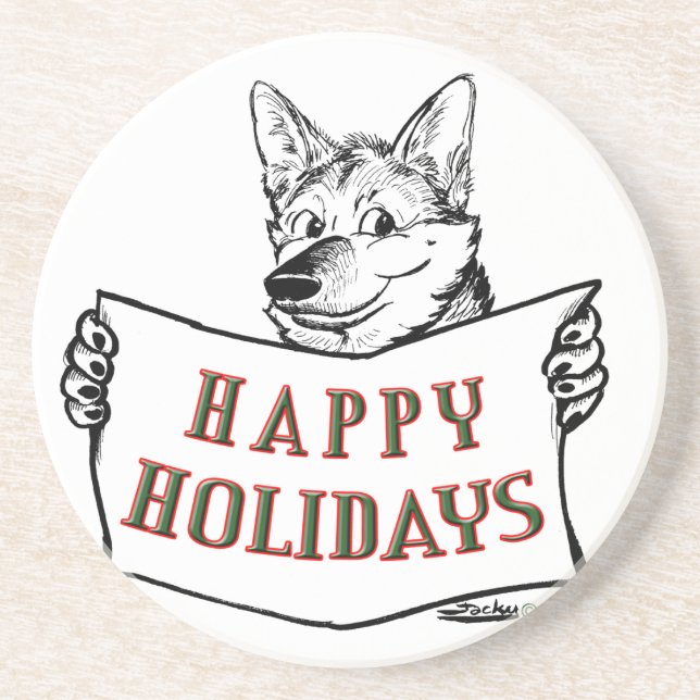 Christmas Dog:  Happy Holidays! Coaster (Front)