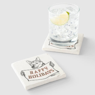 Christmas Dog:  Happy Holidays Stone Coaster