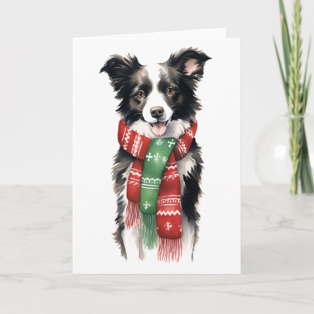 Christmas Dog, Holiday Border Collie BLANK  (Front)