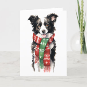 Christmas Dog, Holiday Border Collie BLANK  Card