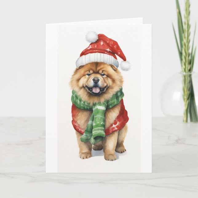 Christmas Dog, Holiday Chow Chow BLANK  Card (Front)
