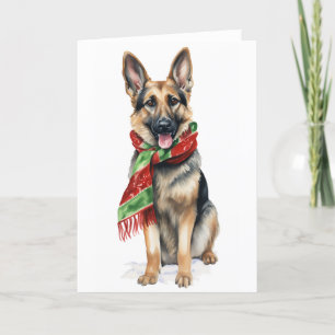 Christmas Dog, Holiday Dog, German Shepherd BLANK Card