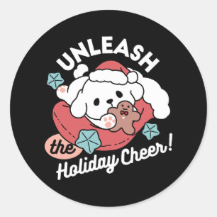 Christmas Dog in Santa Hat – Holiday Cheer for Pet Classic Round Sticker