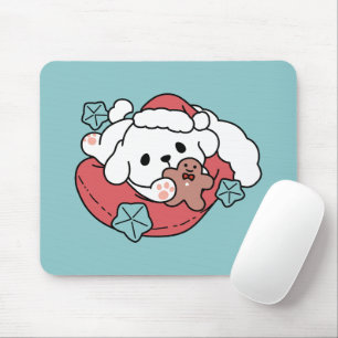Christmas Dog in Santa Hat – Holiday Cheer for Pet Mouse Pad