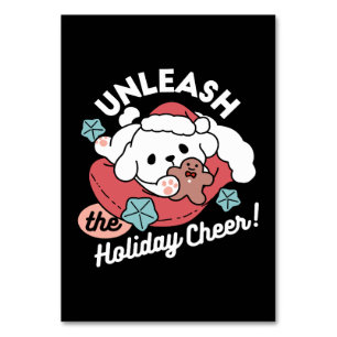 Christmas Dog in Santa Hat – Holiday Cheer for Pet Table Number