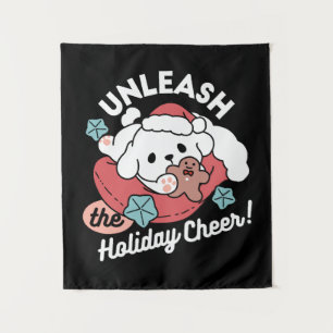 Christmas Dog in Santa Hat – Holiday Cheer for Pet Tapestry