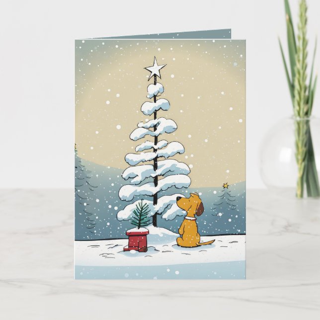 Christmas Dog In Snowflakes Card (Front)