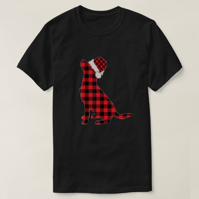 Christmas Dog Labrador Retriever Red Plaid Buffalo T-Shirt (Design Front)