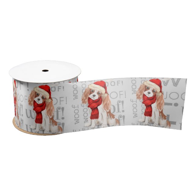 Christmas Dog Lover Cavalier King Charles Spaniel Satin Ribbon (Spool)