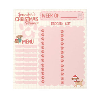 Christmas Dog Lover Meal & Grocery Planner Notepad