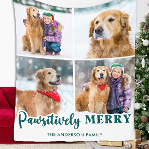 Christmas Dog Lover Personalised Pet Photo Collage Fleece Blanket