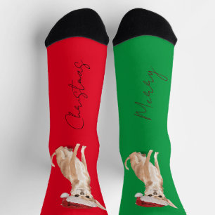 Christmas Dog Lover Terrier Pattern Fun Red Green Socks