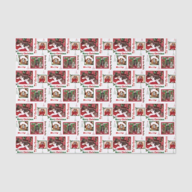 Christmas Dog Lovers King Charles And Doodle Tissue Paper (Front)