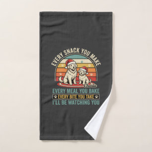 Christmas Dog Lovers Snack Watching Hand Towel