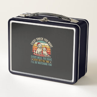 Christmas Dog Lovers Snack Watching Metal Lunch Box