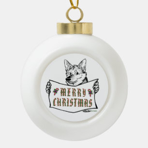Christmas Dog: Merry Christmas! Ceramic Ball Christmas Ornament