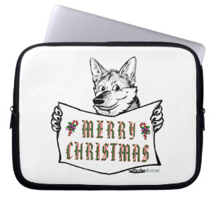 Christmas Dog:  Merry Christmas! Laptop Sleeve