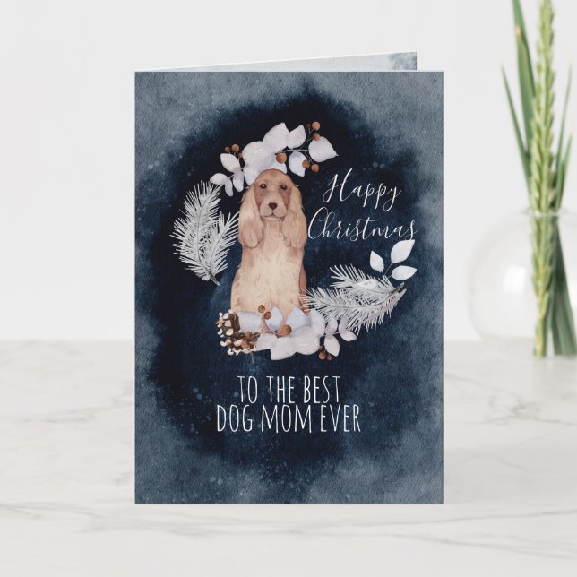 Christmas Dog Mum Cocker Spaniel Holiday Card (Front)