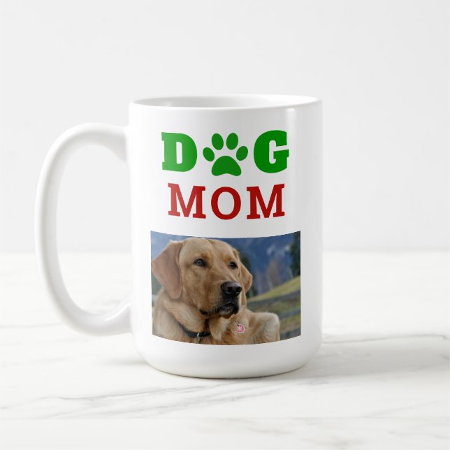 Christmas Dog Mum Paw Print Snowflake Photo Coffee Mug (Left)
