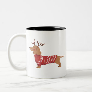 Christmas Dog Owner Dachshund Gift Holiday Xmas Two-Tone Coffee Mug