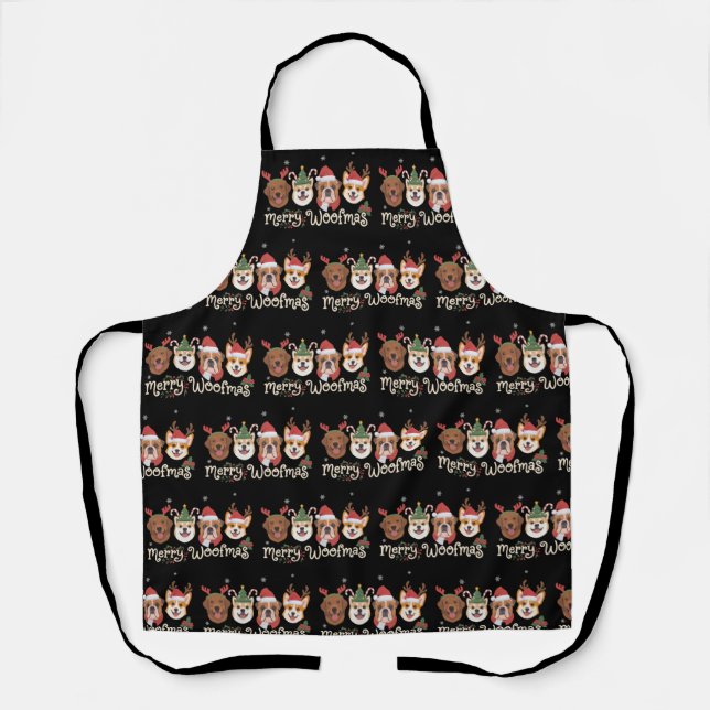 Christmas Dog Owner Gift Holiday Merry Woofmas Apron (Front)