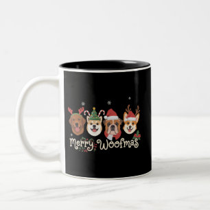 Christmas Dog Owner Gift Holiday Merry Woofmas Two-Tone Coffee Mug