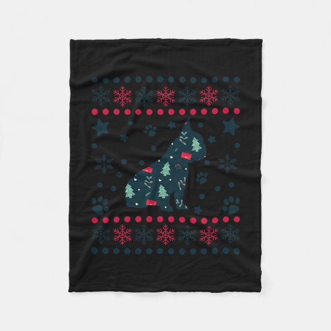Christmas Dog Pattern French Bulldog Owner  Fleece Blanket (Front)