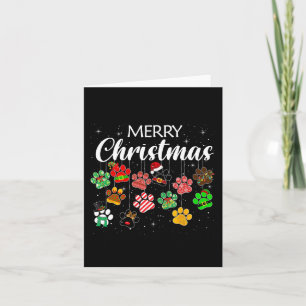 Christmas Dog Paw Print Buffalo Plaid Ugly Xmas Card